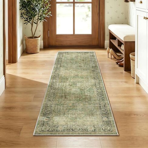 Beauoop 8x10 Washable Area Rug Beige Vintage Distressed Neutral Oriental Large for Living Room Cream Indoor Soft Traditional Retro Non Slip Low Pile Rug for Bedroom Dining Room Kitchen Office Nursery in Saudi Arabia