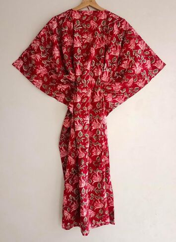 INDACORIFY Beautiful Floral Print Kaftan, 100% Cotton Floral Printed Dressmaking, Handmade Indian Long Kaftan Suit, Beautiful Women Beach Kaftan in Saudi Arabia