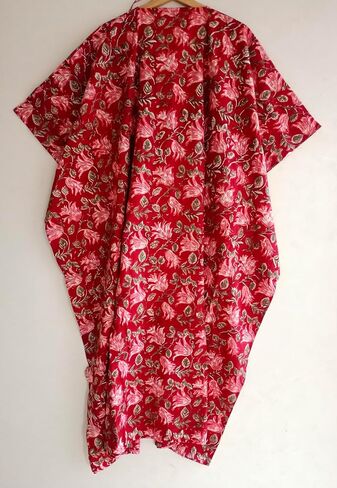 INDACORIFY Beautiful Floral Print Kaftan, 100% Cotton Floral Printed Dressmaking, Handmade Indian Long Kaftan Suit, Beautiful Women Beach Kaftan in Saudi Arabia