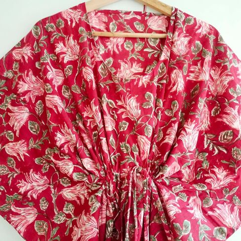 INDACORIFY Beautiful Floral Print Kaftan, 100% Cotton Floral Printed Dressmaking, Handmade Indian Long Kaftan Suit, Beautiful Women Beach Kaftan in Saudi Arabia