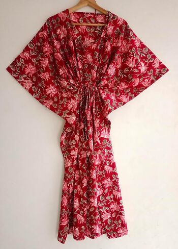 INDACORIFY Beautiful Floral Print Kaftan, 100% Cotton Floral Printed Dressmaking, Handmade Indian Long Kaftan Suit, Beautiful Women Beach Kaftan in Saudi Arabia