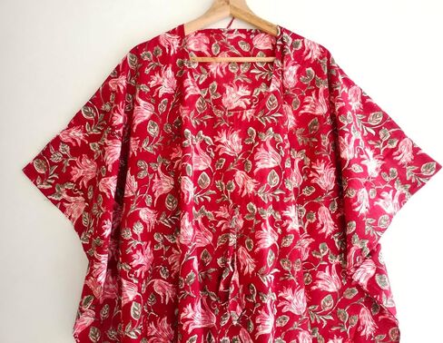 INDACORIFY Beautiful Floral Print Kaftan, 100% Cotton Floral Printed Dressmaking, Handmade Indian Long Kaftan Suit, Beautiful Women Beach Kaftan in Saudi Arabia