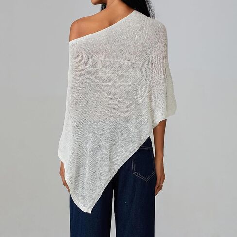 Women Sheer Poncho Top Lightweight Knit Crochet Shrug Bolero Mesh Batwing Shrug Sweater Cover Up Beachwear in Saudi Arabia