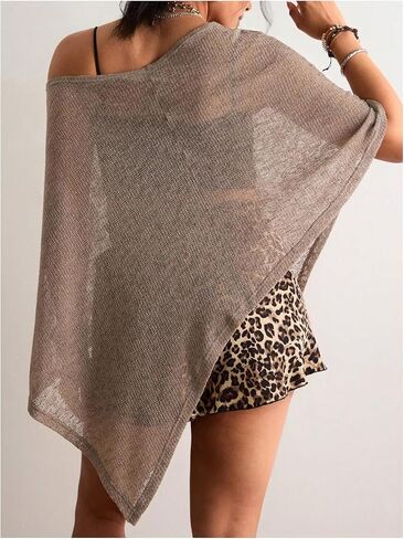 SHENHE Women's Plus Size Sheer Poncho Shawl Cover Ups Linen Knit Bolero Swimsuit Coverups in Kuwait