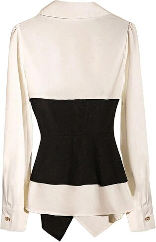 GORGLITTER Women's Long Sleeve Workout Wrap Top Dressy Asymmetrical Collared Business Casual Going Out Shirt Blouse in Kuwait