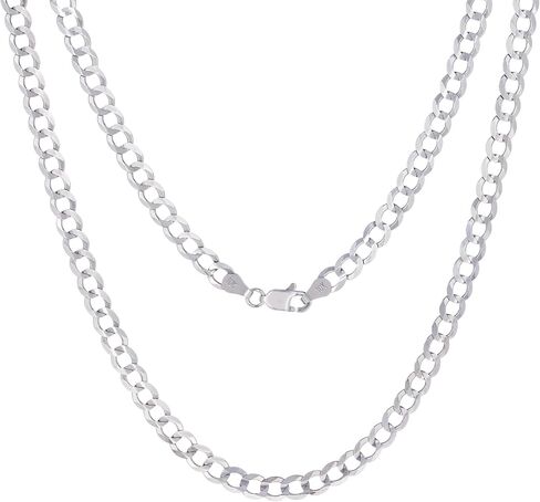 Nuragold 10k الذهب الأبيض الحقيقي الصلبة الكوبية كبح وصلة 5 مم سلسلة قلادة (16 "-30") مجوهرات إيطالية للرجال in Kuwait