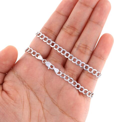 Nuragold 10k الذهب الأبيض الحقيقي الصلبة الكوبية كبح وصلة 5 مم سلسلة قلادة (16 "-30") مجوهرات إيطالية للرجال in Kuwait