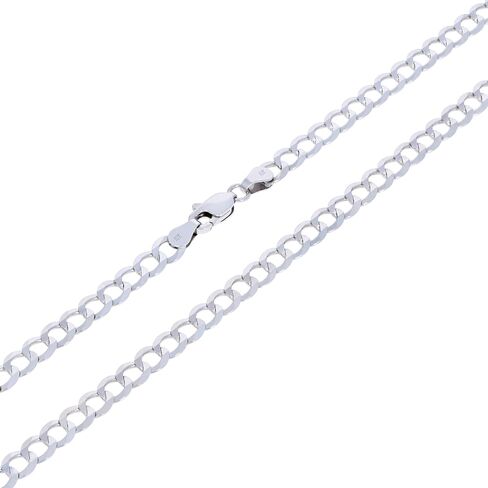 Nuragold 10k الذهب الأبيض الحقيقي الصلبة الكوبية كبح وصلة 5 مم سلسلة قلادة (16 "-30") مجوهرات إيطالية للرجال in Kuwait