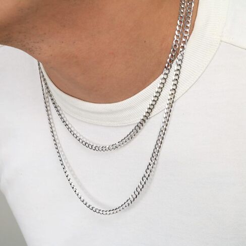 Nuragold 10k الذهب الأبيض الحقيقي الصلبة الكوبية كبح وصلة 5 مم سلسلة قلادة (16 "-30") مجوهرات إيطالية للرجال in Kuwait