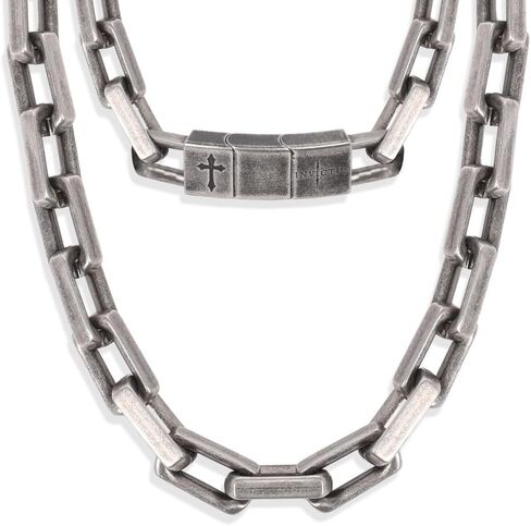 Hero Company Chain Necklace for Men - ‘Invictus Unconquered’ Square Link Stainless Steel Men’s Necklace for Father's Day - Helps Pair Veterans With A Service Dog in Saudi Arabia