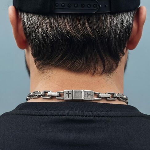 Hero Company Chain Necklace for Men - ‘Invictus Unconquered’ Square Link Stainless Steel Men’s Necklace for Father's Day - Helps Pair Veterans With A Service Dog in Saudi Arabia