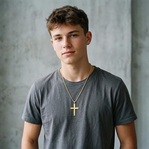 14K Gold Cross Necklace for Men Cross Necklace for Men 14k Gold Classic Cross Chain Necklaces for Men Christian Faith Pendant Jewelry Gift for Men in Kuwait