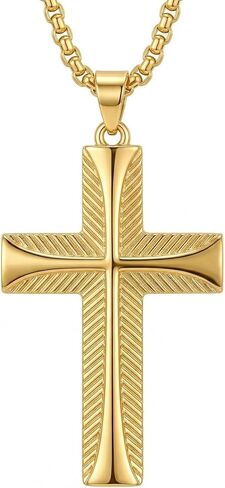 14K Gold Cross Necklace for Men Cross Necklace for Men 14k Gold Classic Cross Chain Necklaces for Men Christian Faith Pendant Jewelry Gift for Men in Saudi Arabia