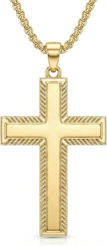 14K Gold Cross Necklace for Men Cross Necklace for Men 14k Gold Classic Cross Chain Necklaces for Men Christian Faith Pendant Jewelry Gift for Men in Kuwait