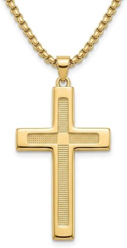 14K Gold Cross Necklace for Men Cross Necklace for Men 14k Gold Classic Cross Chain Necklaces for Men Christian Faith Pendant Jewelry Gift for Men in Kuwait