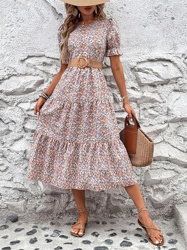 Spring Dresses for Women 2026 Short Sleeve Crew Neck Casual Dresses Empire Waist Maternity Dress in Kuwait