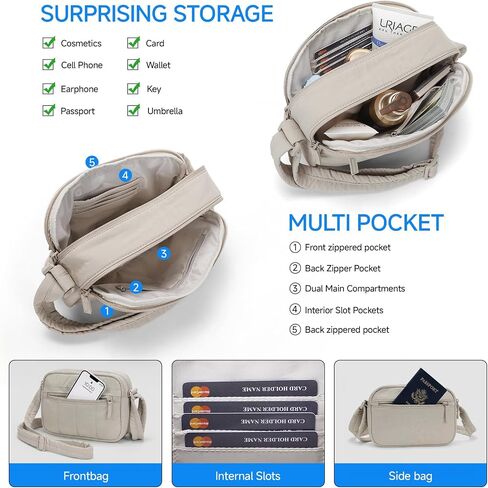Lightweight Crossbody Bag for Women Puffer Wallet Multi-Pocket Shoulder Purse Handbag for Travel & Daily Use in Kuwait