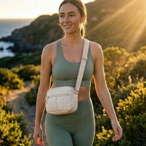 Lightweight Crossbody Bag for Women Puffer Wallet Multi-Pocket Shoulder Purse Handbag for Travel & Daily Use in Kuwait