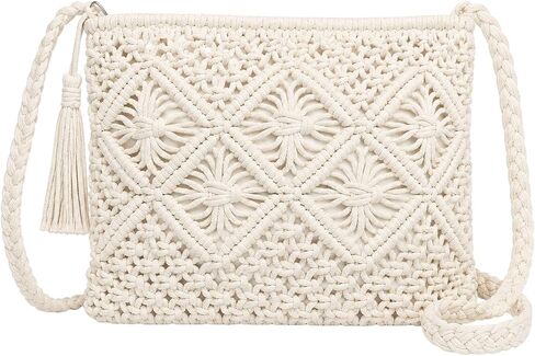1Pcs Crossbody Handbags for Women Boho Handwoven Shoulder Crochet Purse with Tassel for Summer Beach Travel in Saudi Arabia