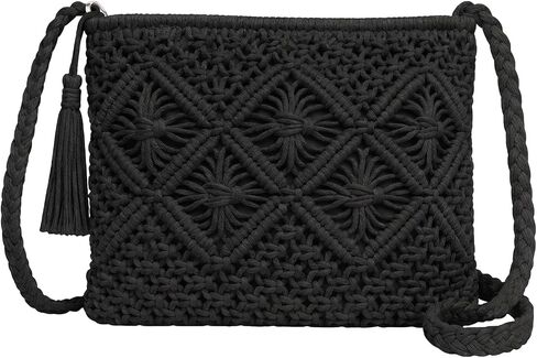 1Pcs Crossbody Handbags for Women Boho Handwoven Shoulder Crochet Purse with Tassel for Summer Beach Travel in Saudi Arabia