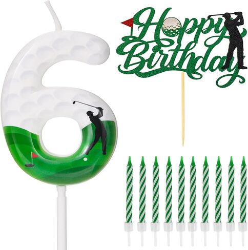 Golf Birthday Number Candles for Cake, Glitter Golf Birthday Cake Topper for Golf Themed Birthday Party Decoration, Candle for Golf Birthday Cake Decoration (Number 6) in Saudi Arabia