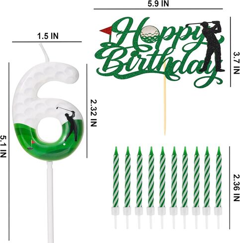 Golf Birthday Number Candles for Cake, Glitter Golf Birthday Cake Topper for Golf Themed Birthday Party Decoration, Candle for Golf Birthday Cake Decoration (Number 6) in Saudi Arabia