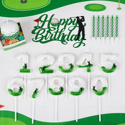 Golf Birthday Number Candles for Cake, Glitter Golf Birthday Cake Topper for Golf Themed Birthday Party Decoration, Candle for Golf Birthday Cake Decoration (Number 6) in Saudi Arabia