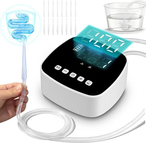 Electric Enema Kit with Dual Nozzles, 100-Level Pressure Control, Coffee Enema & Colon Cleansing System for Women Men, Peri Bottle Postpartum Alternative,LCD Display,Rechargeable External Water Supply in Kuwait