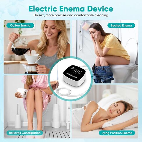 Electric Enema Kit with Dual Nozzles, 100-Level Pressure Control, Coffee Enema & Colon Cleansing System for Women Men, Peri Bottle Postpartum Alternative,LCD Display,Rechargeable External Water Supply in Kuwait