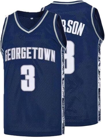 Men's #3 Georgetown Basketball Jersey S-XXXL Blue, 90s Hip Hop Clothing,Stitched Letters and Numbers in Saudi Arabia