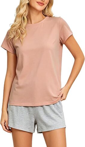 Womens Pajama Set Short Sleeve Soft Pajamas for Women Comfortable Summer PJs Sleepwear Lounge Set for Women in Saudi Arabia