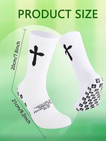 8 Pairs Cross Grip Socks Anti-Slip Christian Socks with Bible Verse and Rubber Dots Sports Sock for Christmas Gifts in Saudi Arabia