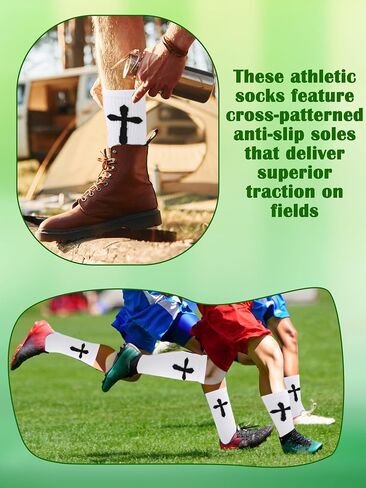 8 Pairs Cross Grip Socks Anti-Slip Christian Socks with Bible Verse and Rubber Dots Sports Sock for Christmas Gifts in Saudi Arabia