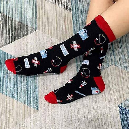 Unisex Doctor Nurse Hospital Theme Socks Funny Novelty Calf Socks Gifts Presents For Men Women in Kuwait