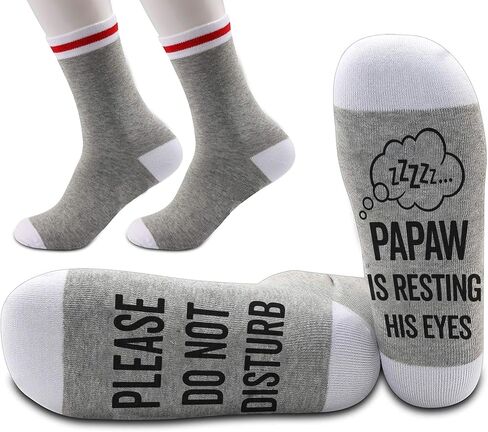 LissiArt97 Please Do Not Disturb Papaw Is Resting His Eyes Socks - Funny Papaw Socks - Do Not Disturb Socks - Funny Socks Gift For Papaw On Birthday- Father's Day- Christmas, Medium, Grey in Saudi Arabia