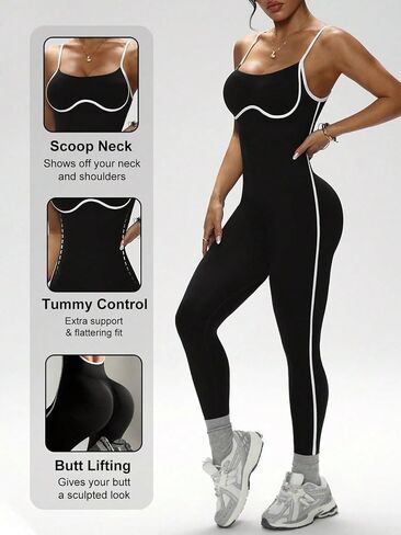 Women's Work Out Jumpsuit Yoga Bodysuit One Piece Vest Leggings Seamless Jumpsuit in Kuwait