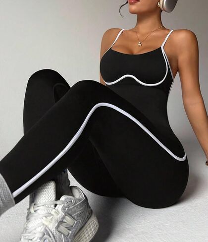 Women's Work Out Jumpsuit Yoga Bodysuit One Piece Vest Leggings Seamless Jumpsuit in Kuwait