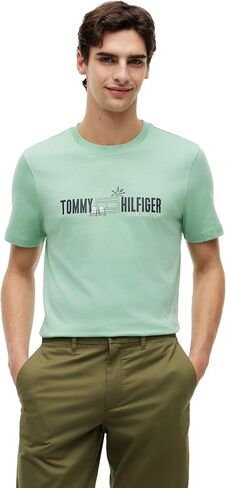 Tommy Hilfiger Men's Short Sleeve Cotton Crewneck Graphic T-Shirts in Regular Fit in Kuwait