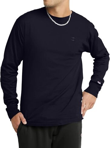 Champion Men's Classic Long Sleeve T-Shirt, Standard Fit, Script & C Logo, Available in Regular and Big & Tall in Kuwait