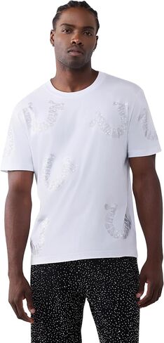 True Religion Men’s Short Sleeve Warped Logo Crystal Tee – 100% Cotton, Short Sleeve, Graphic T-Shirt in Kuwait
