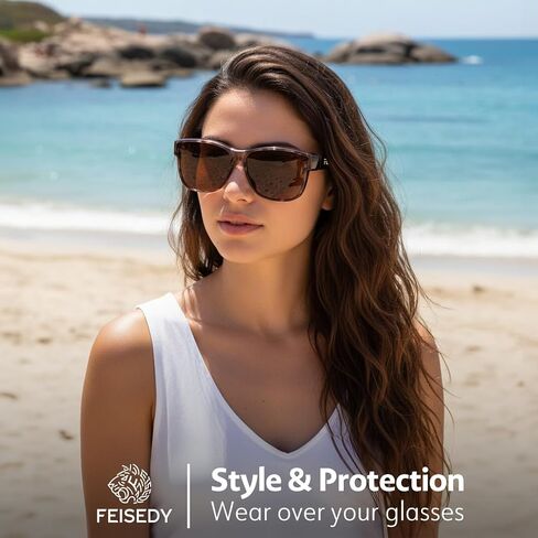 FEISEDY نظارات شمسية مستقطبة كبيرة الحجم للنساء والرجال نظارات شمسية مربعة كبيرة الحجم UV400 ظلال حماية B0250 in Kuwait