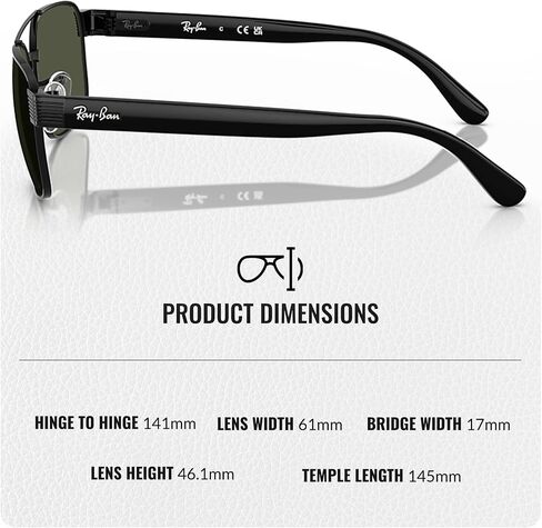 Ray-Ban RB3751 Metal Square Sunglasses for Men and Women- Timeless Classic Sun Glasses with Modern Elegance - Premium UV Protection - Designer Men's and Women's Sunglasses in Kuwait