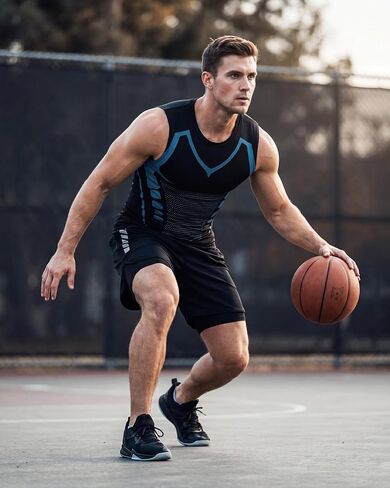 Mens 2in1 Running Short with Liner, Quick Dry Mesh Athletic Shorts with 3 Pockets, Workout Shorts for Gym Basketball in Saudi Arabia