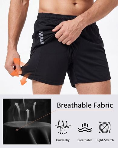 Mens 2in1 Running Short with Liner, Quick Dry Mesh Athletic Shorts with 3 Pockets, Workout Shorts for Gym Basketball in Saudi Arabia