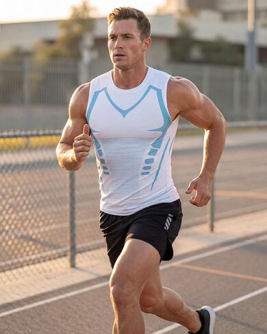 Mens 2in1 Running Short with Liner, Quick Dry Mesh Athletic Shorts with 3 Pockets, Workout Shorts for Gym Basketball in Saudi Arabia