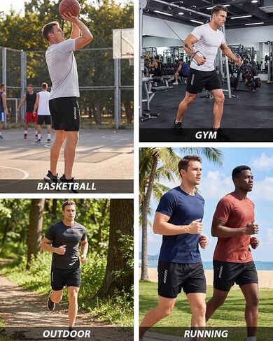 Mens 2in1 Running Short with Liner, Quick Dry Mesh Athletic Shorts with 3 Pockets, Workout Shorts for Gym Basketball in Saudi Arabia