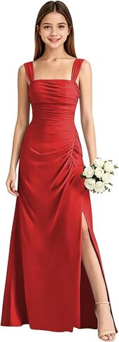 Chiffon Junior Bridesmaid Dresses Spaghetti Straps Flower Girl Dress Ruffle Long Girls Formal Dresses with Slit in Saudi Arabia
