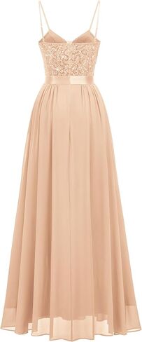 Miusol Women's Elegant V-Neck Sequin High Slit Bridesmaid Party Long Gown in Kuwait