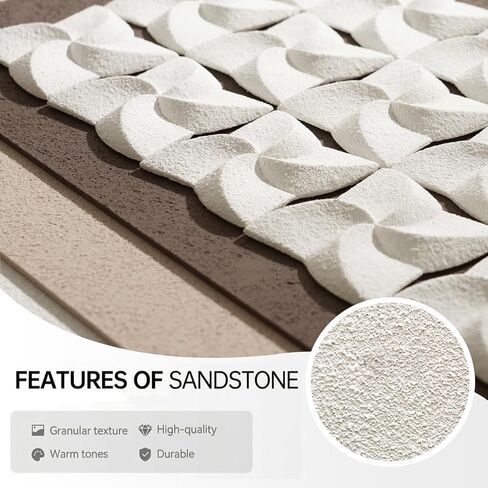 Vaskuro Extra Large Wooden Framed Sandstone Textured Wall Art, 3D Sculpture Minimalist Abstract Neutral Decor, Black White Brown, Living Dining Room Office,3pcs,32x24in in Kuwait