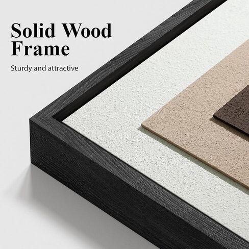 Vaskuro Extra Large Wooden Framed Sandstone Textured Wall Art, 3D Sculpture Minimalist Abstract Neutral Decor, Black White Brown, Living Dining Room Office,3pcs,32x24in in Kuwait